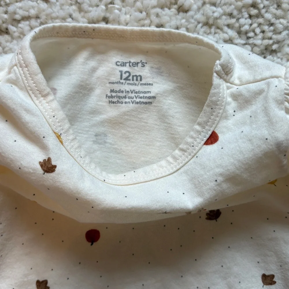 Carter's Cream Thanksgiving Turkey Bodysuit Brown Acorn Skirt Suspenders Outfit - Picture 4 of 6